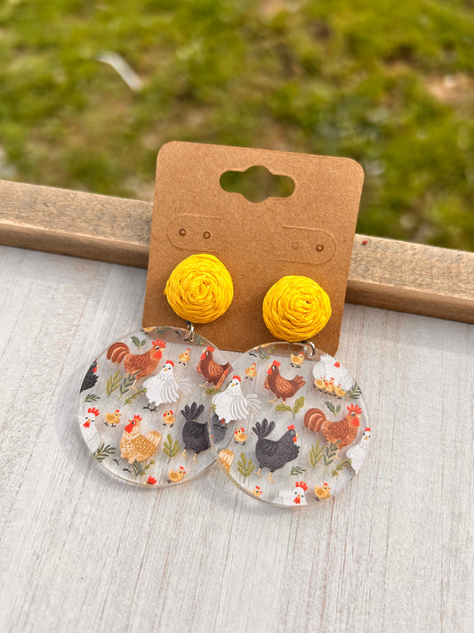 Acrylic Chicken Earrings